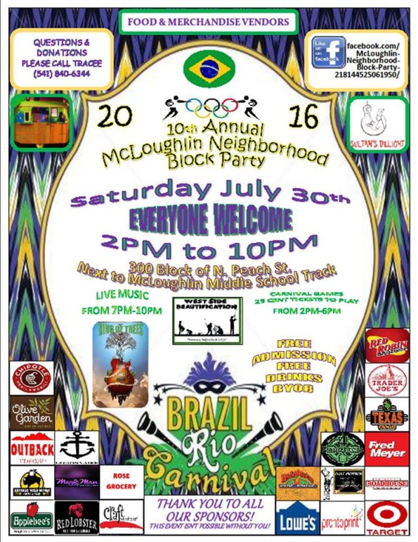 7/30/2016: 10th Annual McLoughlin Block Party in Medford