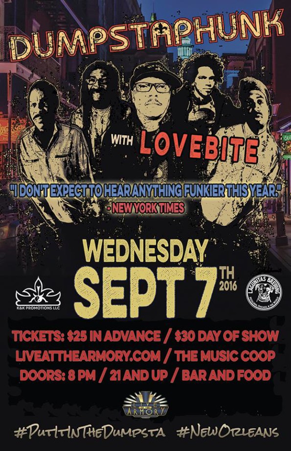 9/7/2016: Dumpstaphunk w/Lovebite @ The Ashland Armory