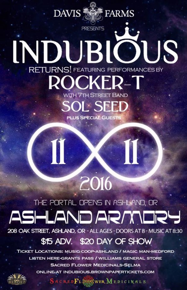 11/11/2016: Indubious w/Rocker-T & Sol Seed @ The Historic Ashland Armory