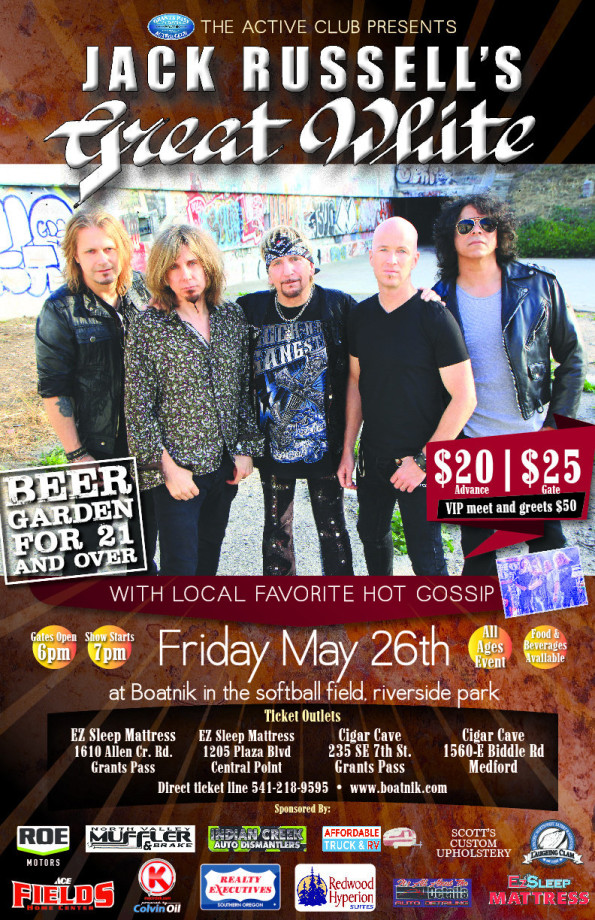 5/26/2017: Jack Russell’s Great White w/Hot Gossip @ Riverside Park (Grants Pass, OR)